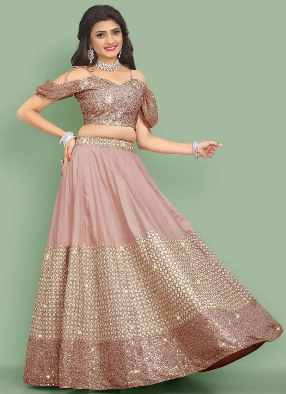 Embroidered Georgette A - Line Lehenga - L2521