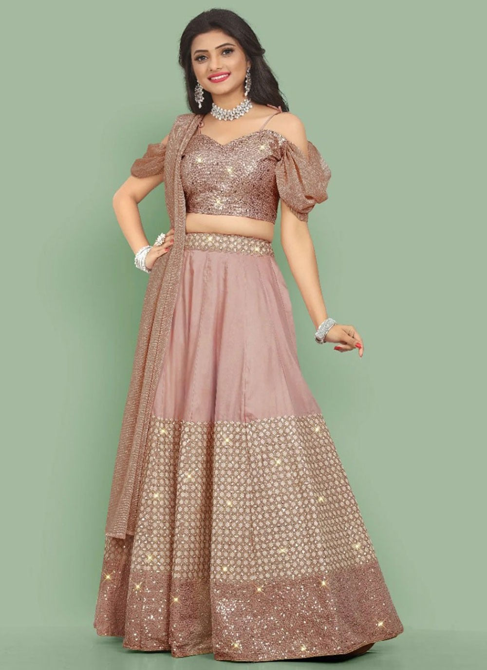 Embroidered Georgette A - Line Lehenga - L2521