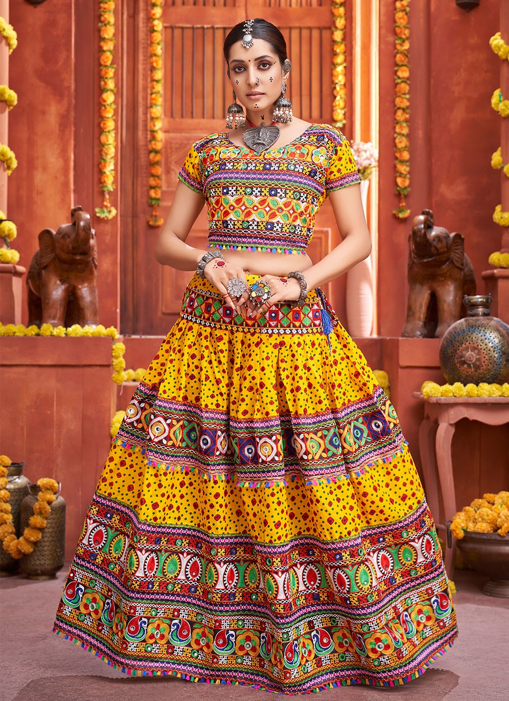 Embroidered Cotton Silk A - Line Lehenga - L0593