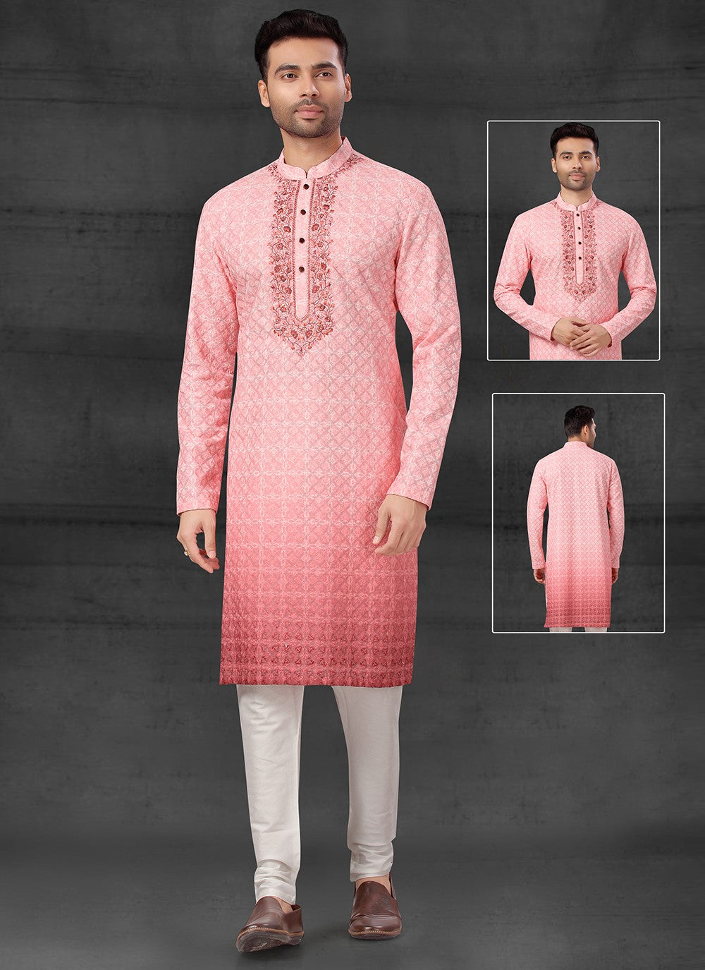 Thread Cotton Silk Pink Kurta Pyjama - M4095