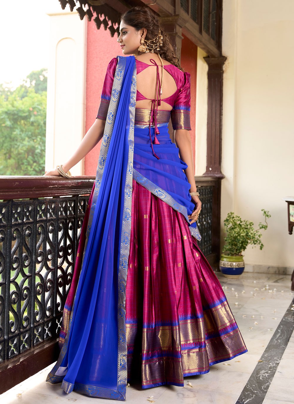 Weaving Zari Cotton Silk A - Line Lehenga - L2758