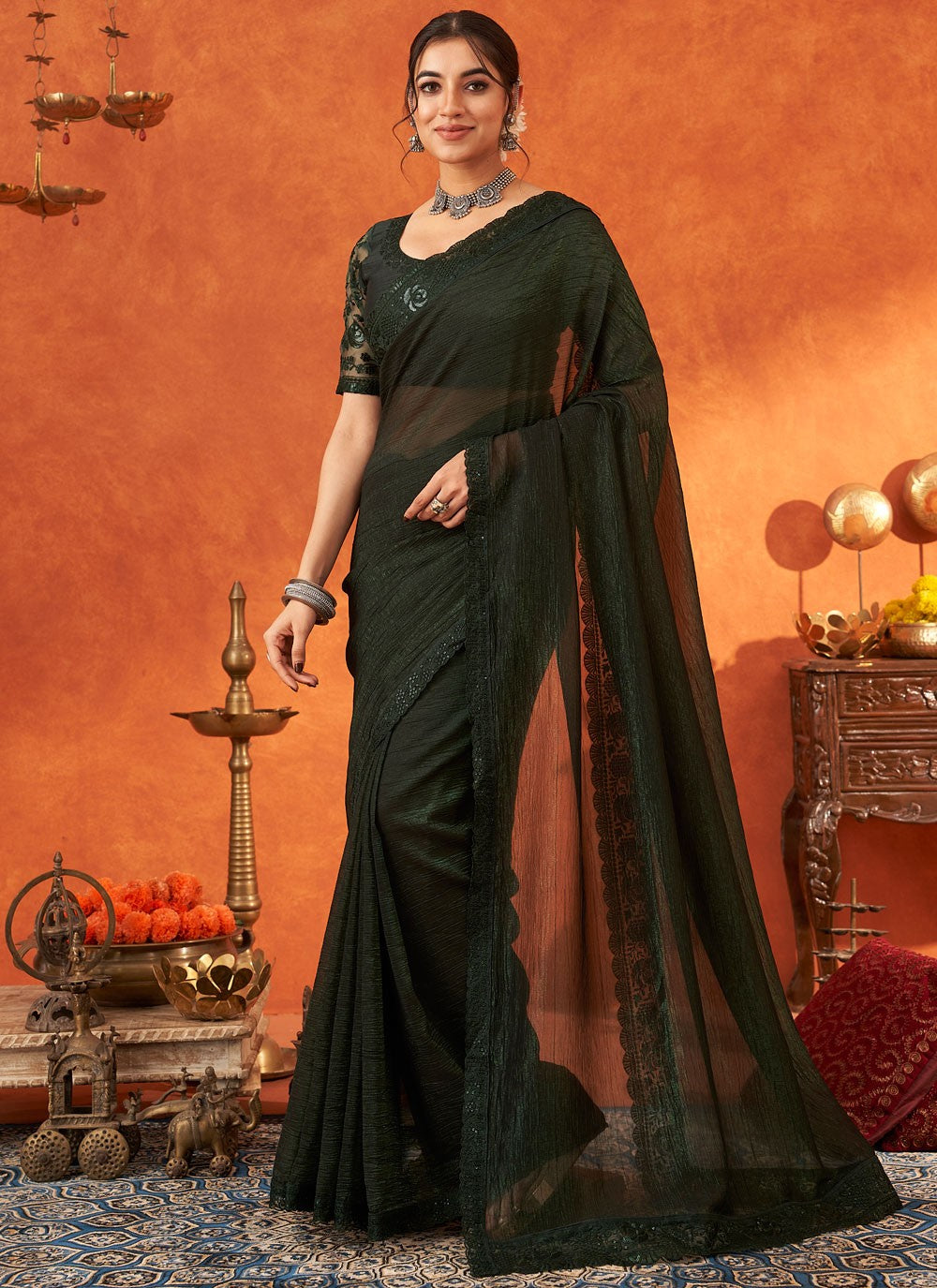 Classic Border Work Cotton Silk Saree - S8796