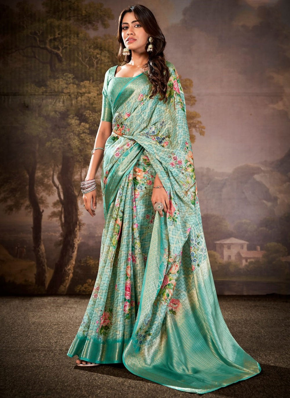 Classic Printed Cotton Silk Saree - S9313