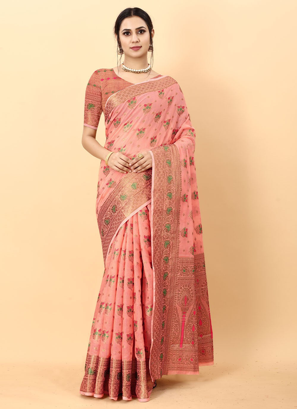 Classic Weaving Zari Cotton Silk Saree - S1597