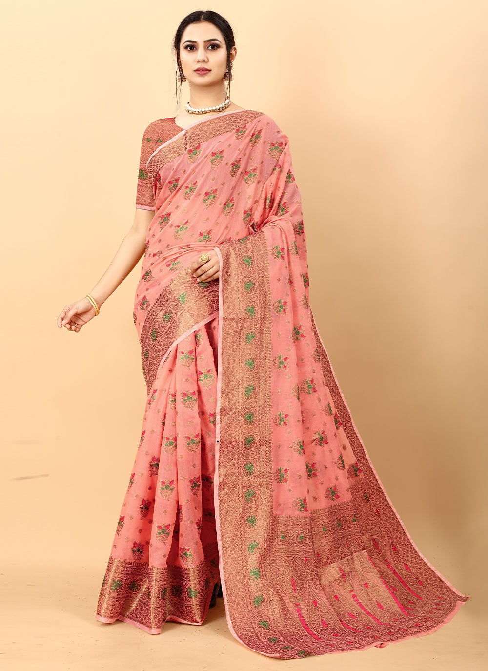 Classic Weaving Zari Cotton Silk Saree - S1597