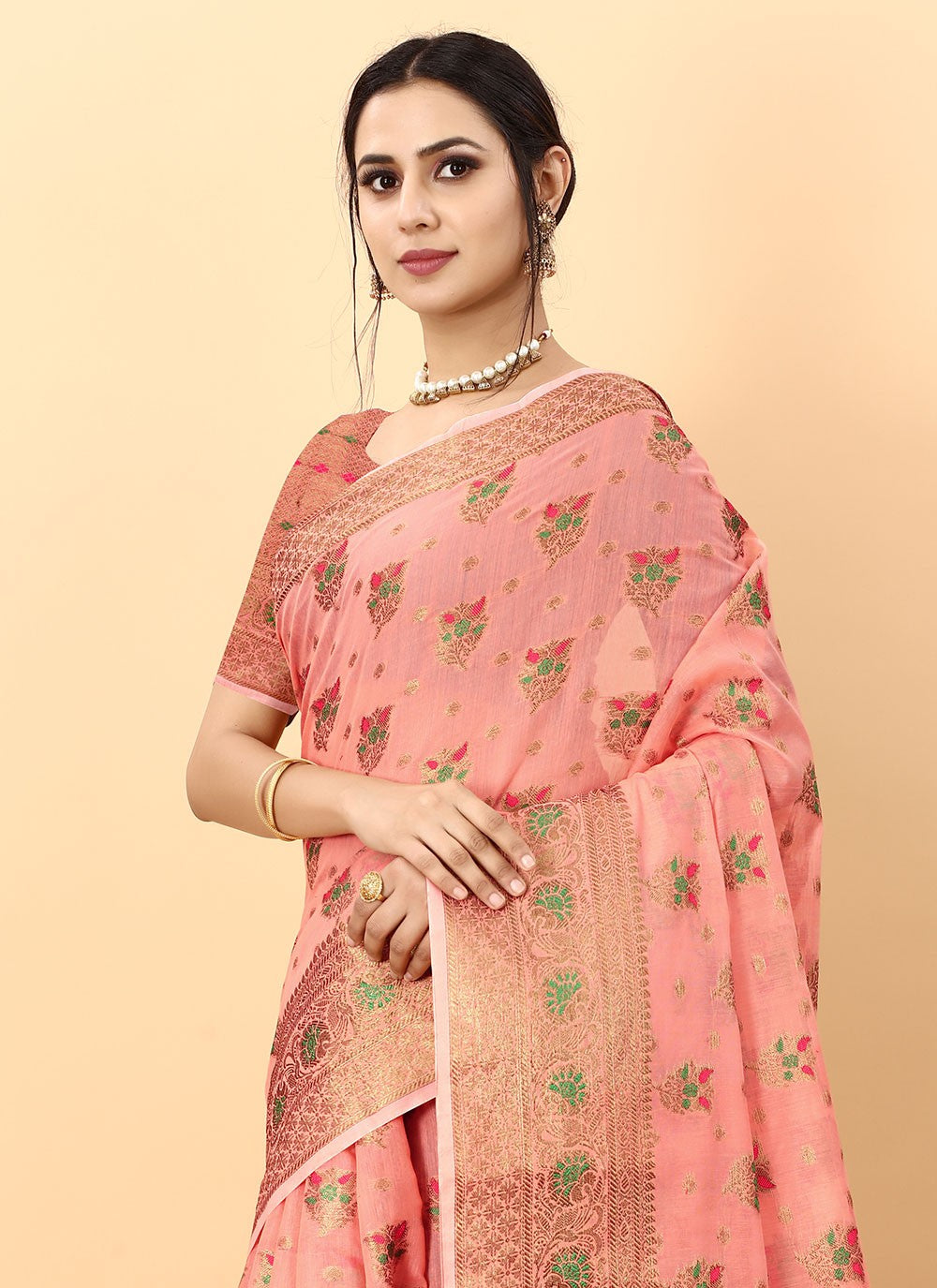 Classic Weaving Zari Cotton Silk Saree - S1597