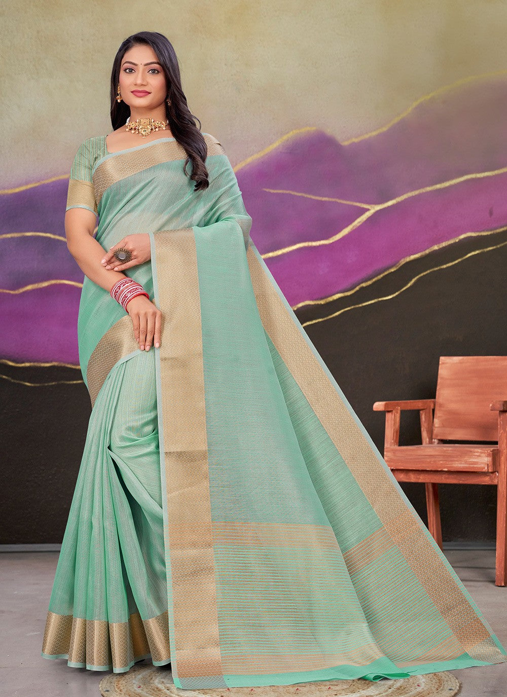 Trendy Woven Cotton Silk Saree - S8675