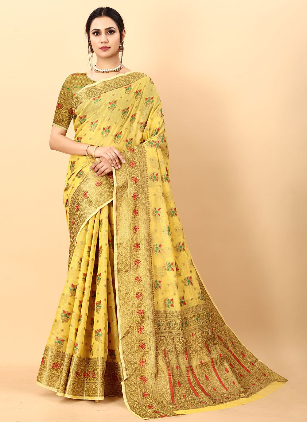 Classic Weaving Zari Cotton Silk Saree - S1597