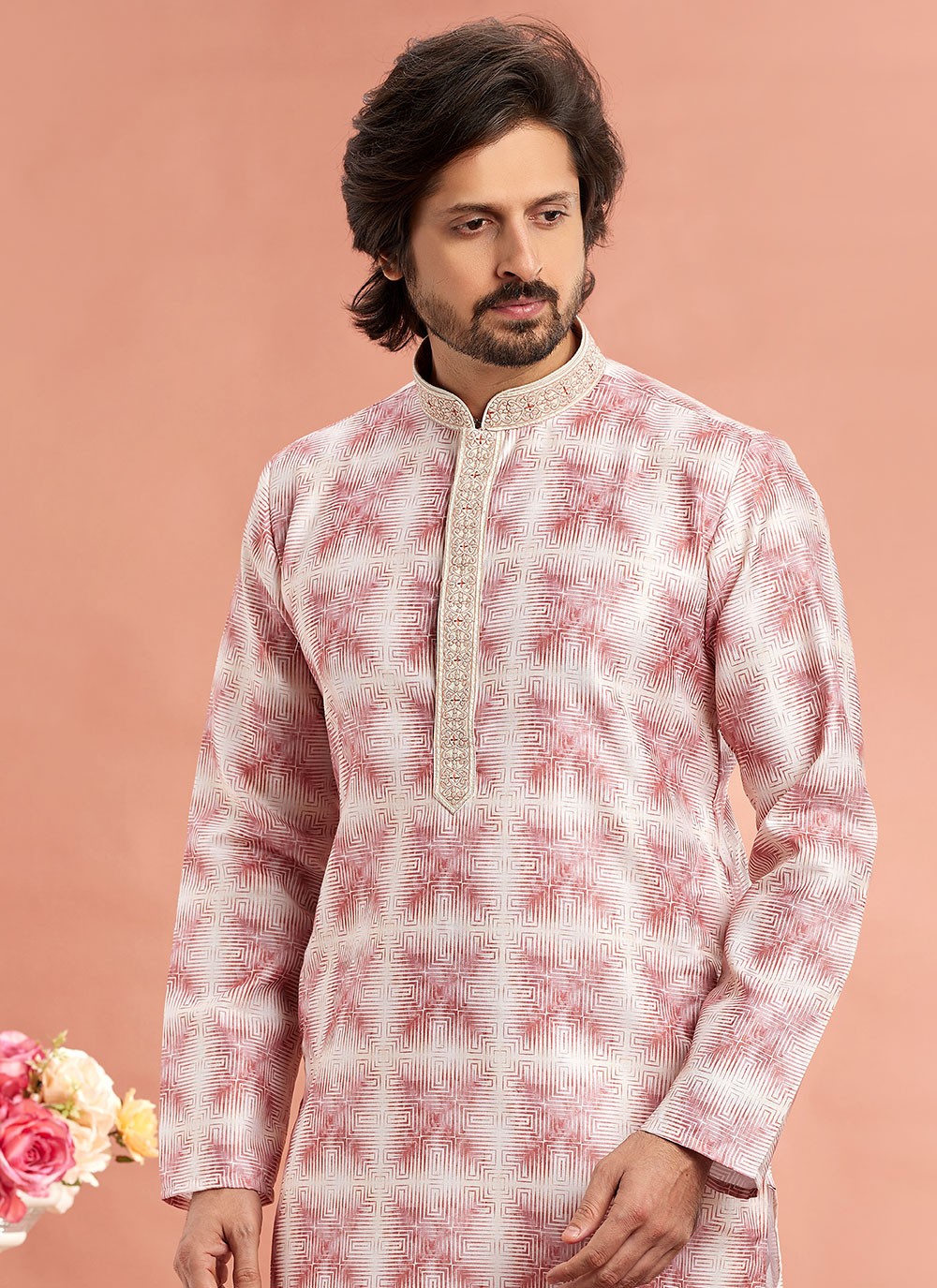 Digital Print Cotton Pink Kurta Pyjama - M7081