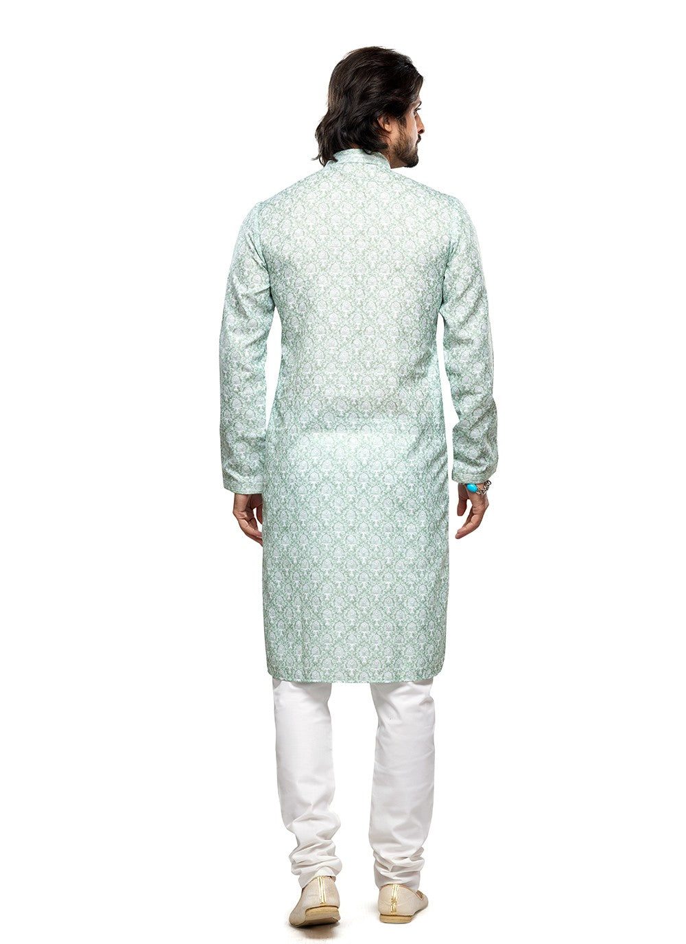 Digital Print Cotton Sea Green Kurta Pyjama - M6743