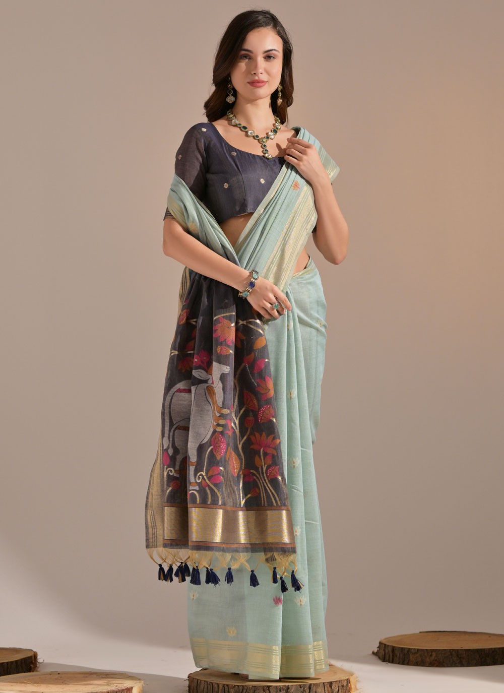 Thread, Woven Cotton Saree - S11922