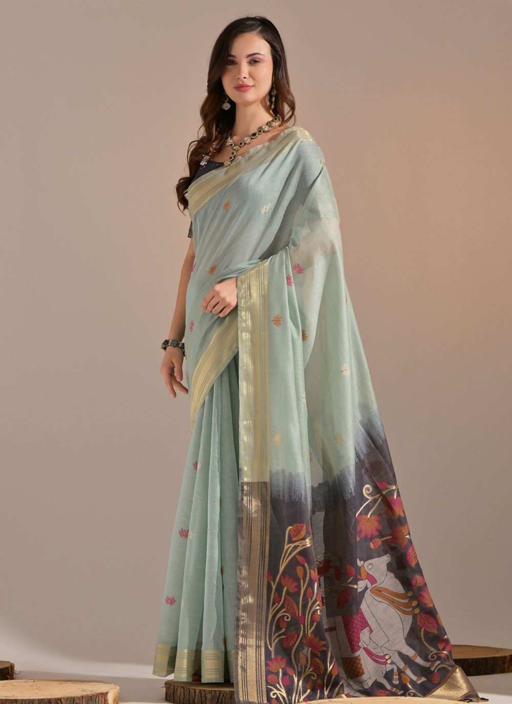 Thread, Woven Cotton Saree - S11922