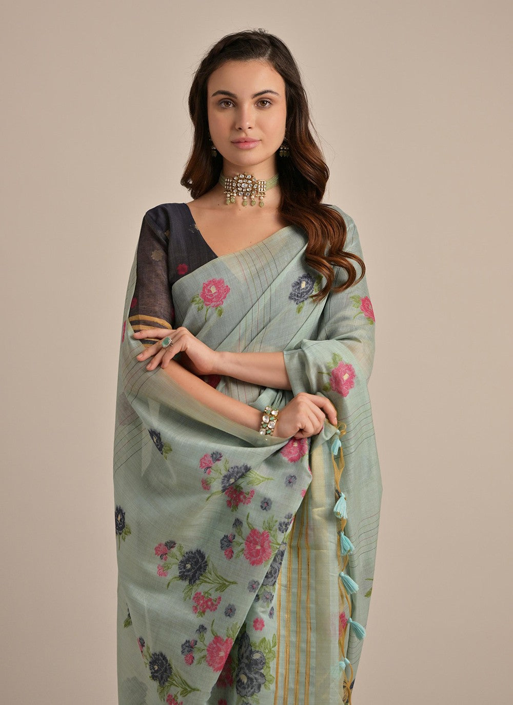 Classic Printed Cotton Saree - S8194