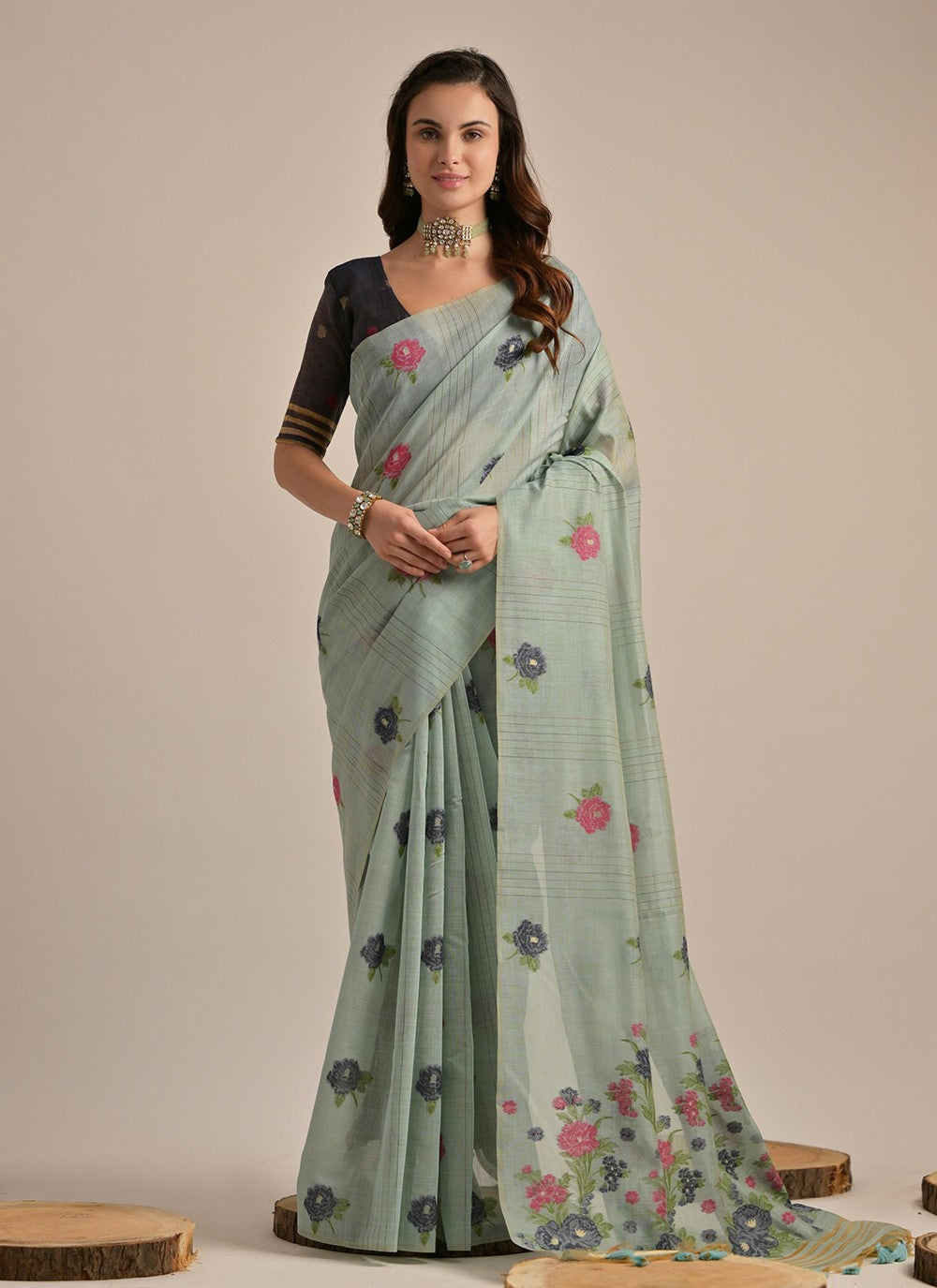 Classic Printed Cotton Saree - S8194