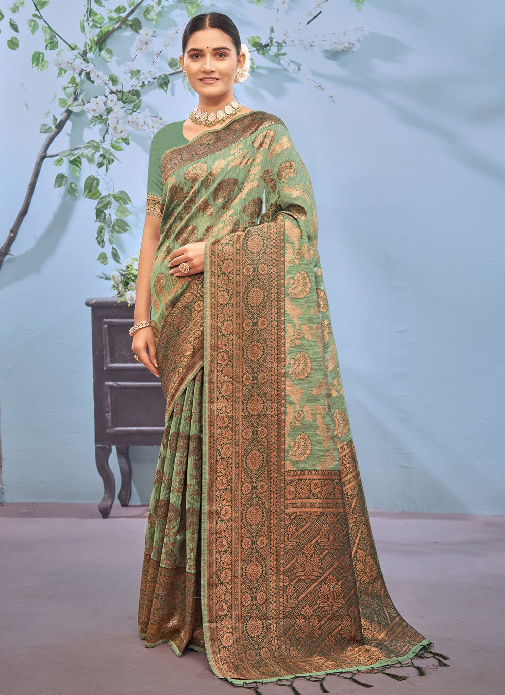 Trendy Zari Cotton Saree - S2016