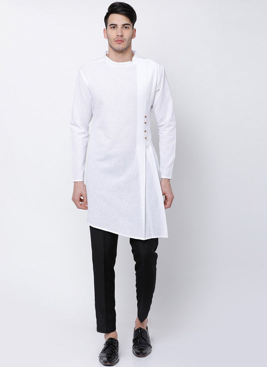 Plain Cotton White Kurta Pyjama - M1969