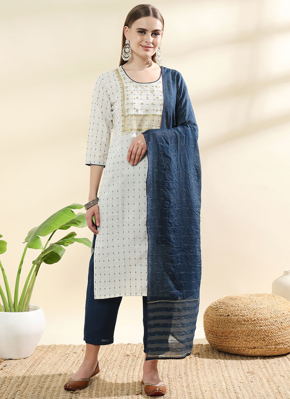 Embroidered Cotton Salwar Suit - T4641