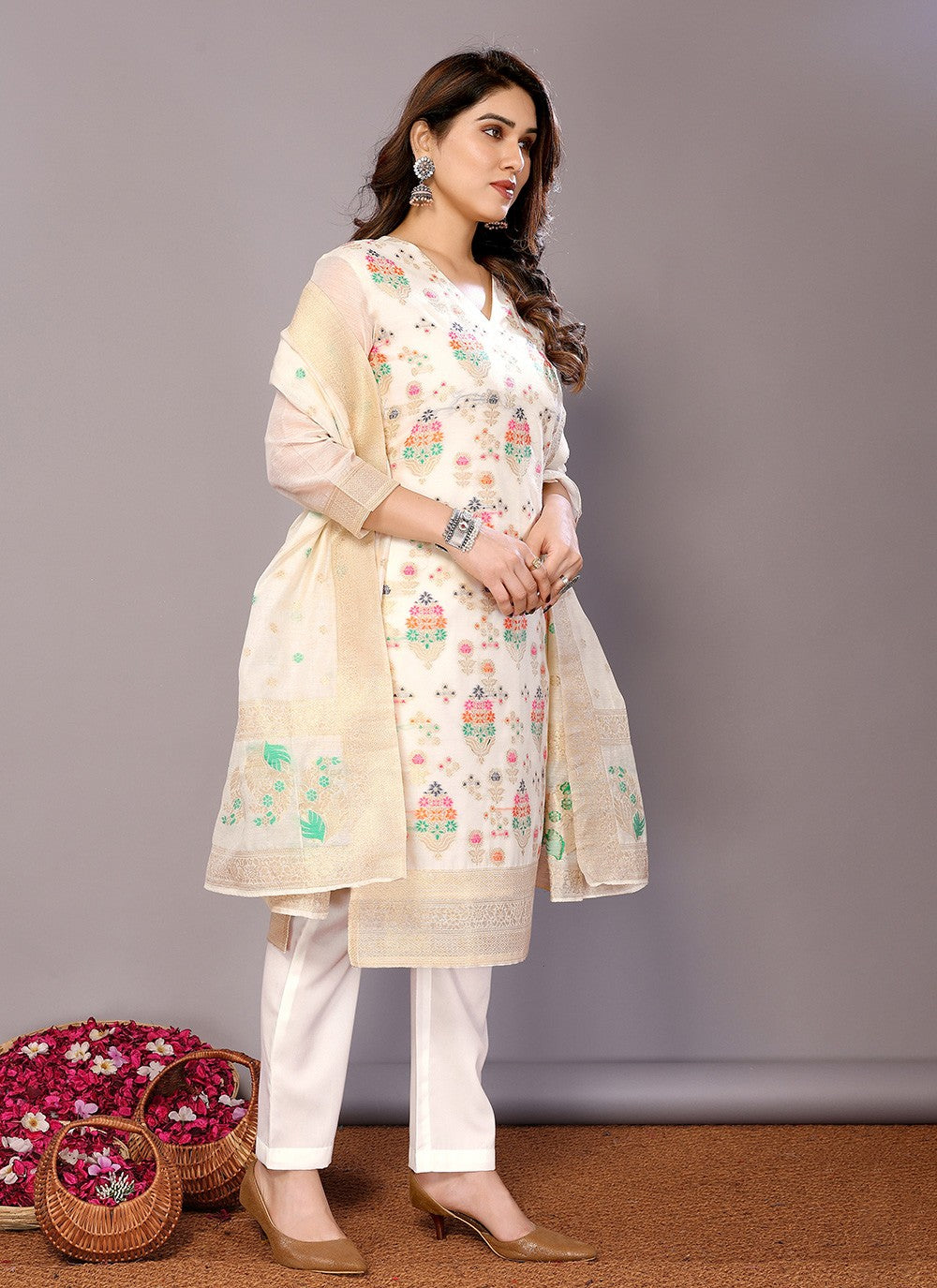 Chanderi , Cotton Salwar Suit - T3069