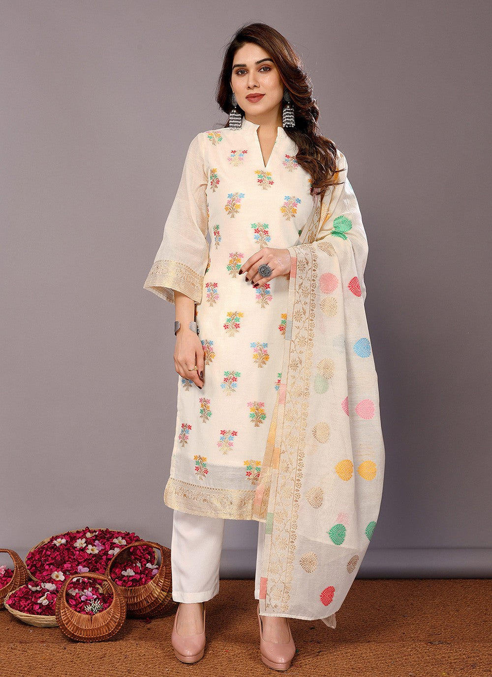 Chanderi , Cotton Salwar Suit - T3069