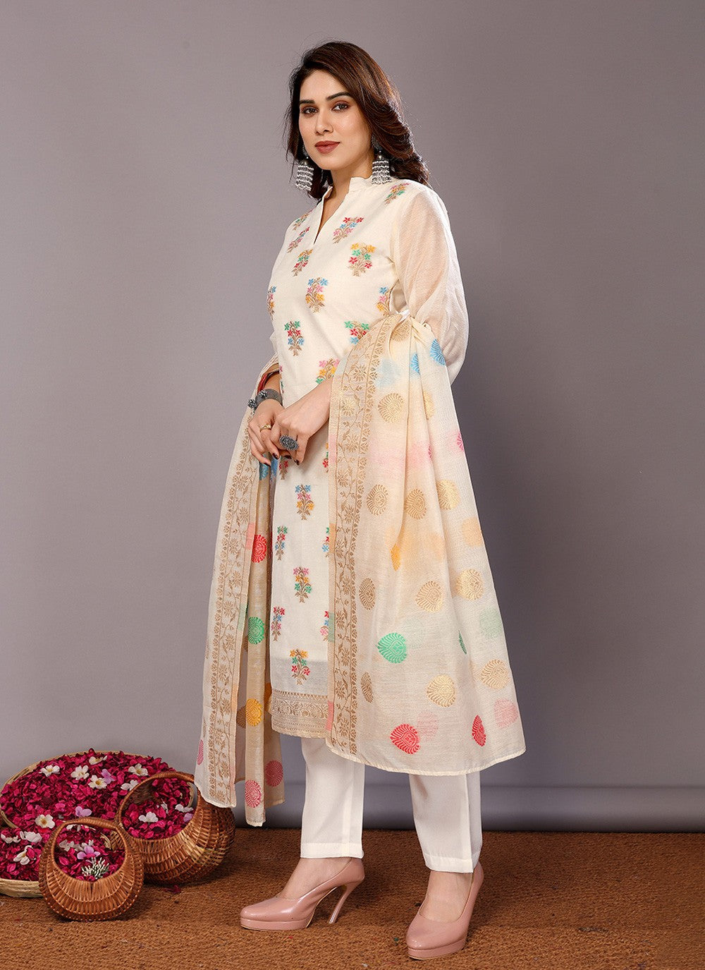 Chanderi , Cotton Salwar Suit - T3069