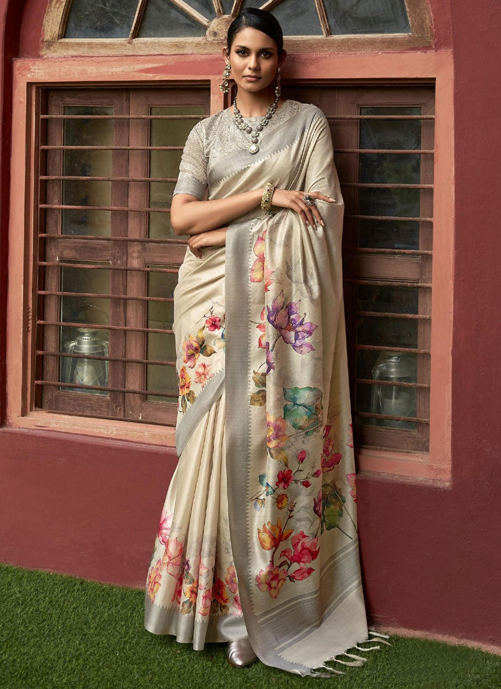 Classic Digital Print Art Silk Saree - S9564