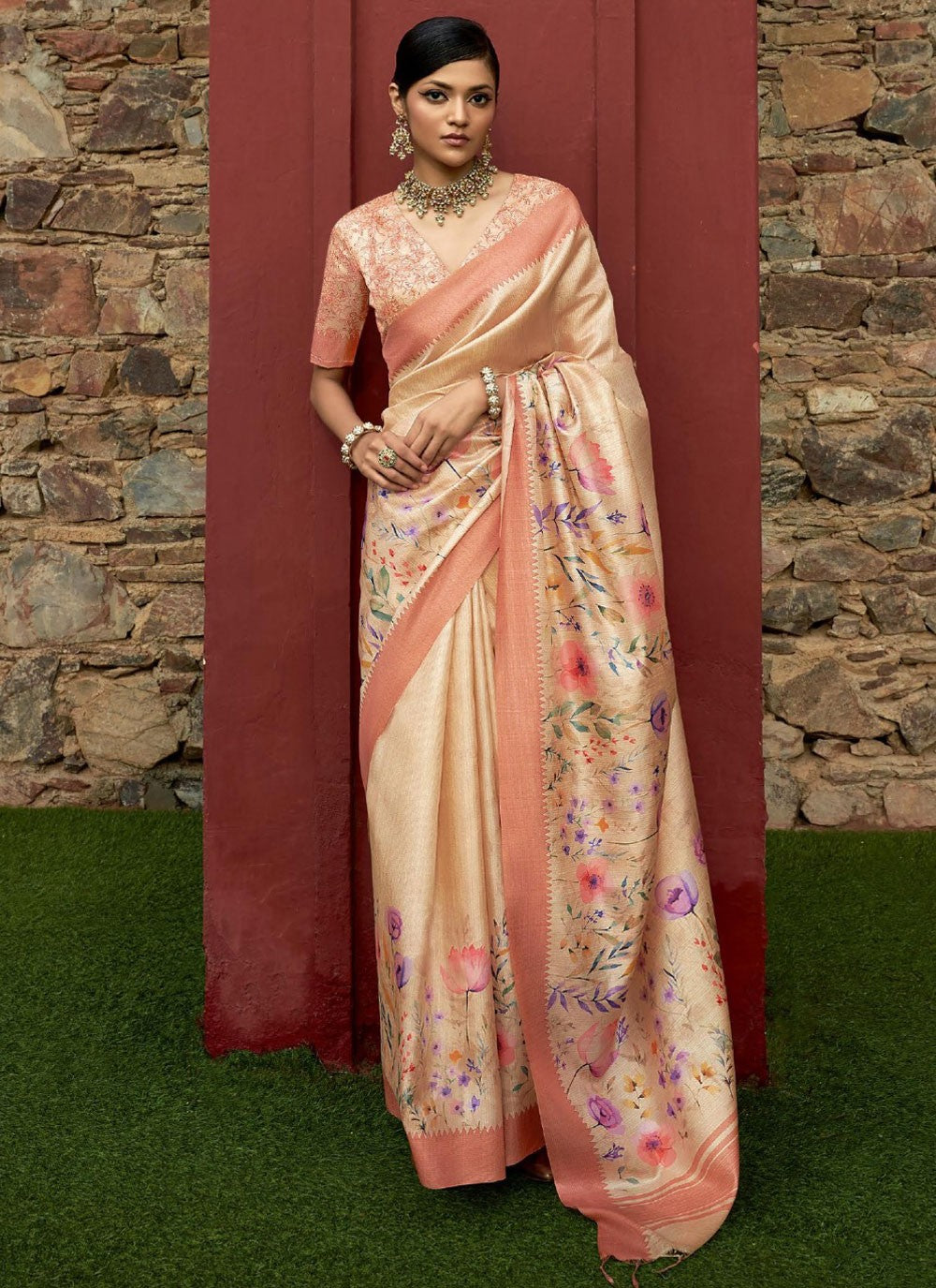 Classic Digital Print Art Silk Saree - S9564