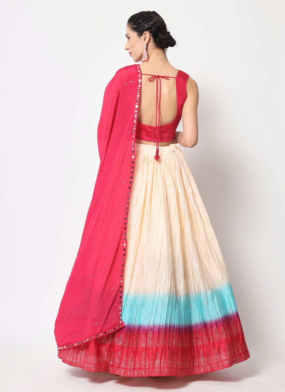 Embroidered Chinon, Silk A - Line Lehenga - L0724