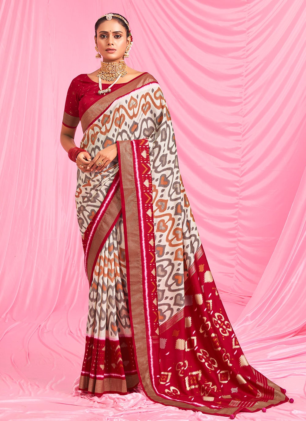 Classic Printed Patola Silk Saree - S6072