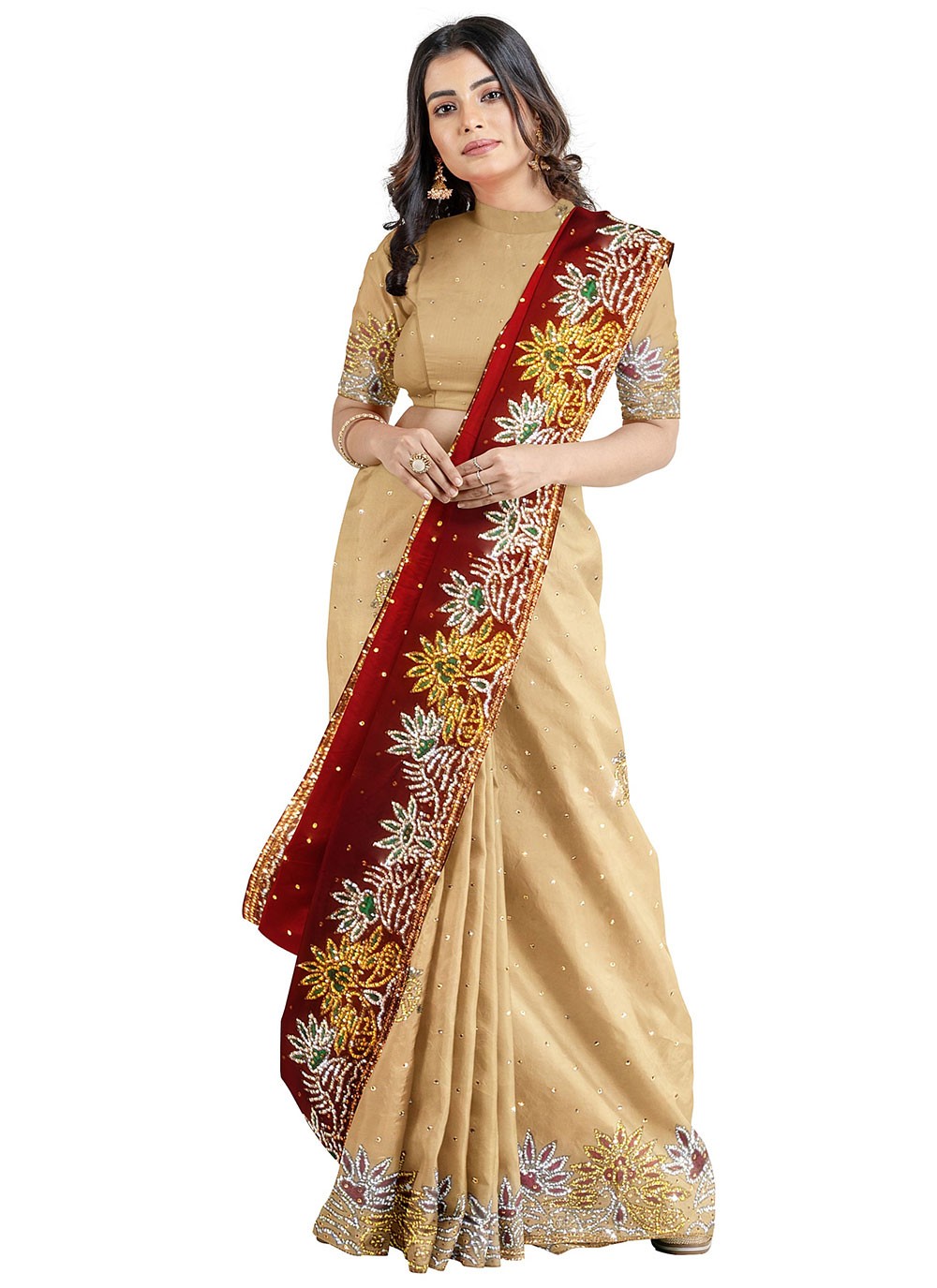 Classic Hand Embroidery Kanjivaram Silk Saree - S0803