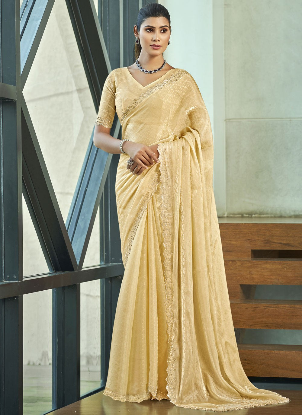 Classic Beads Silk Blend Saree - S9540