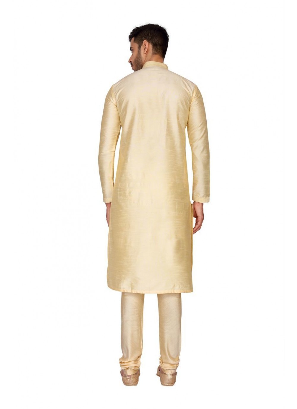 Embroidered Art Dupion Silk Cream Kurta Pyjama - M1279