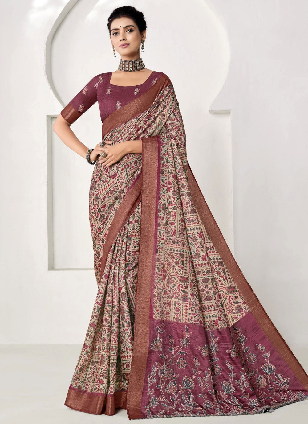 Classic Printed Art Silk Saree - S9203