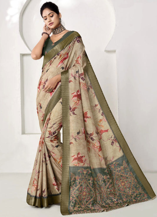 Classic Printed Art Silk Saree - S9203