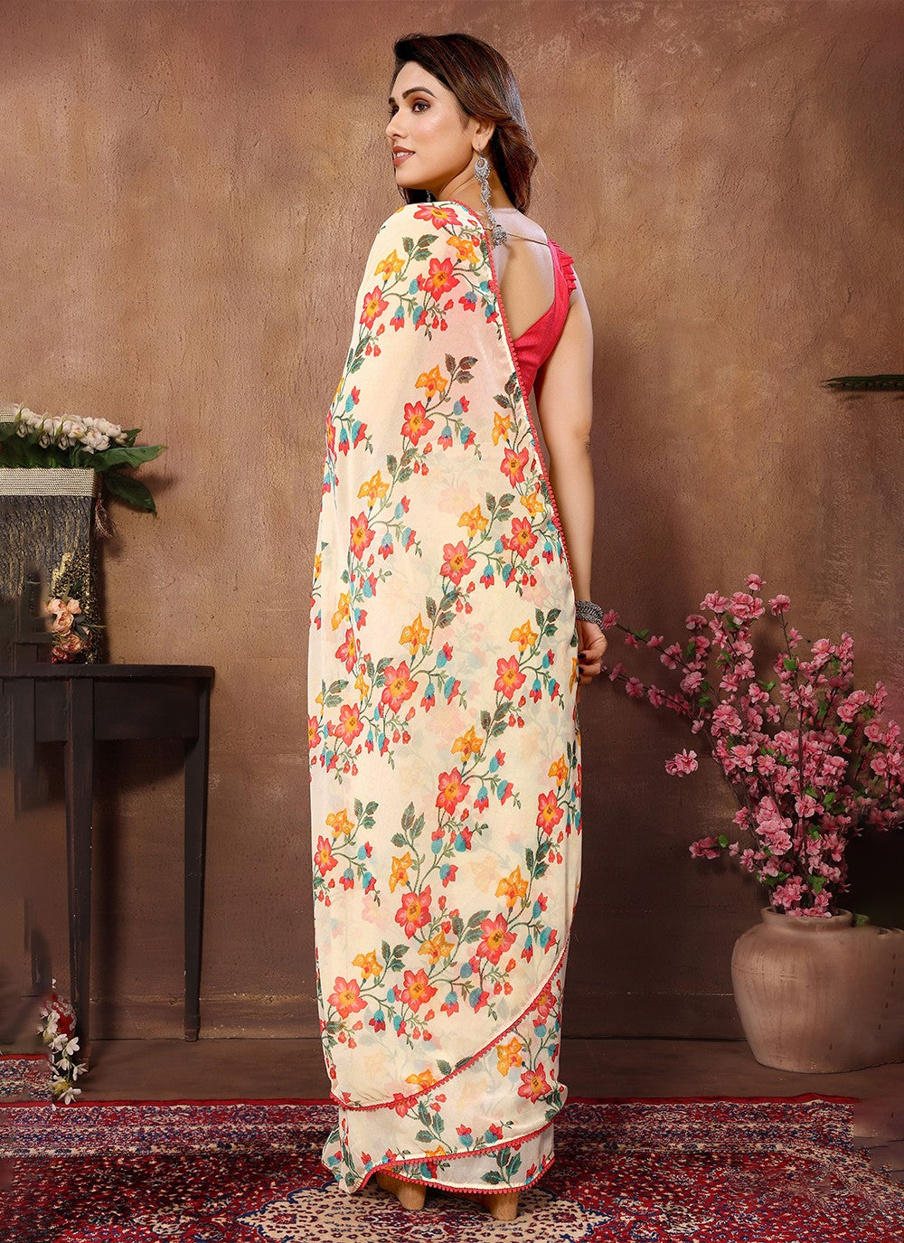 Trendy Printed Georgette Saree - S5247