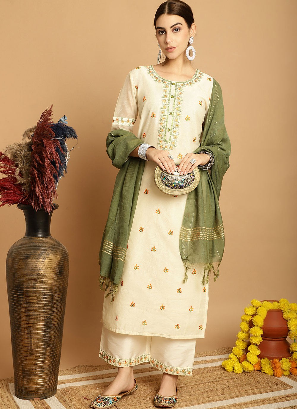 Chanderi Salwar Suit - T1898