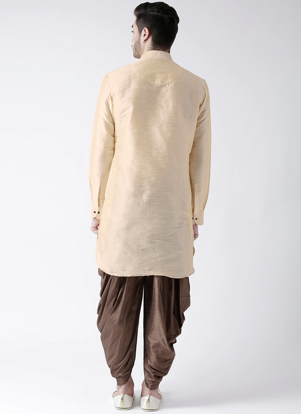 Plain Art Dupion Silk Cream Dhoti Kurta - M2477