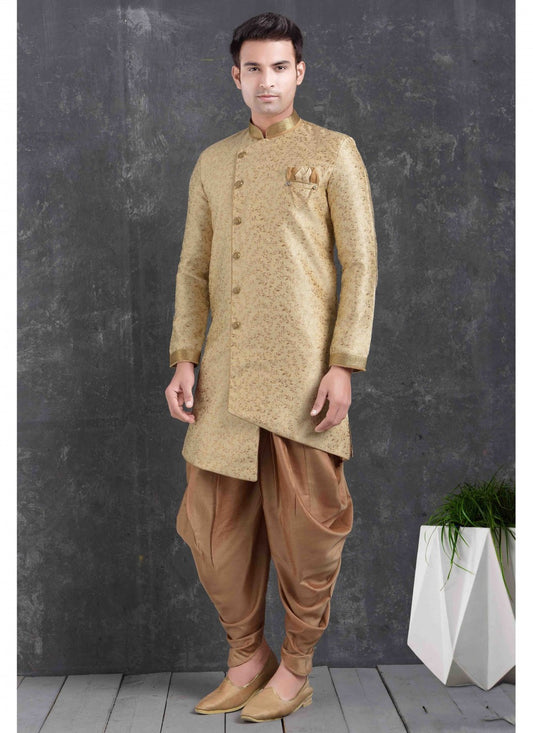 Printed Jacquard Cream Dhoti Kurta - M1769