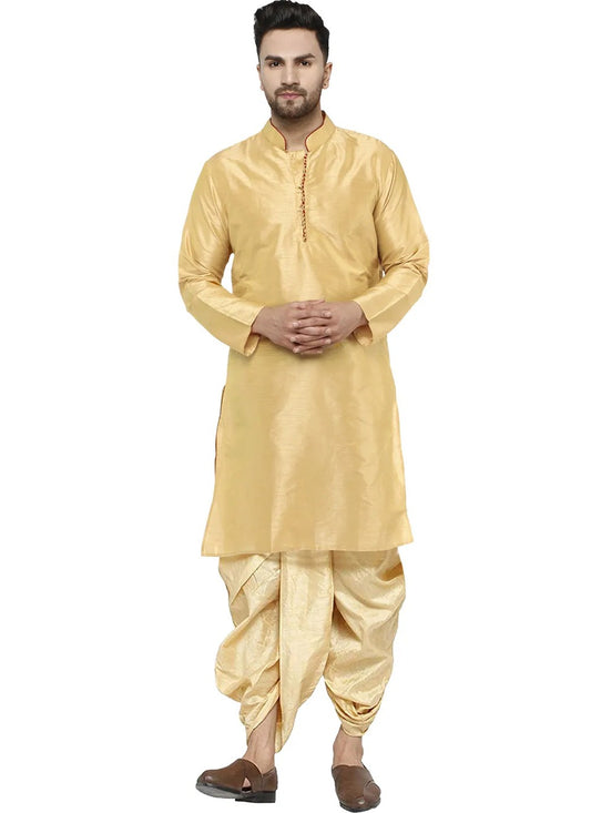 Plain Dupion Silk Cream Dhoti Kurta - M2813