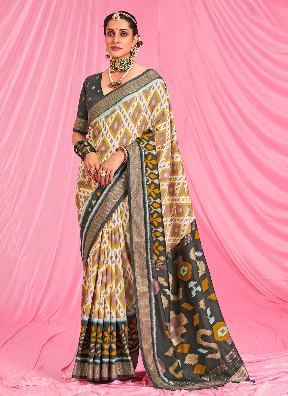 Classic Printed Patola Silk Saree - S6072