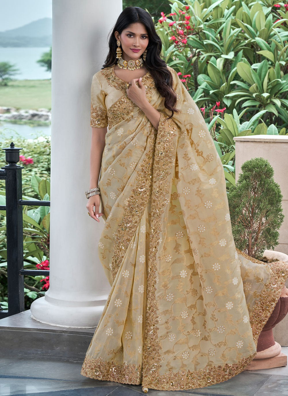 Classic Embroidered Viscose Saree - S8665