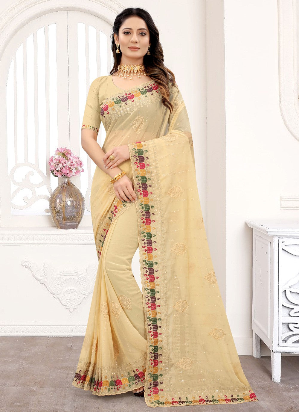 Classic Embroidered Georgette Saree - S3814