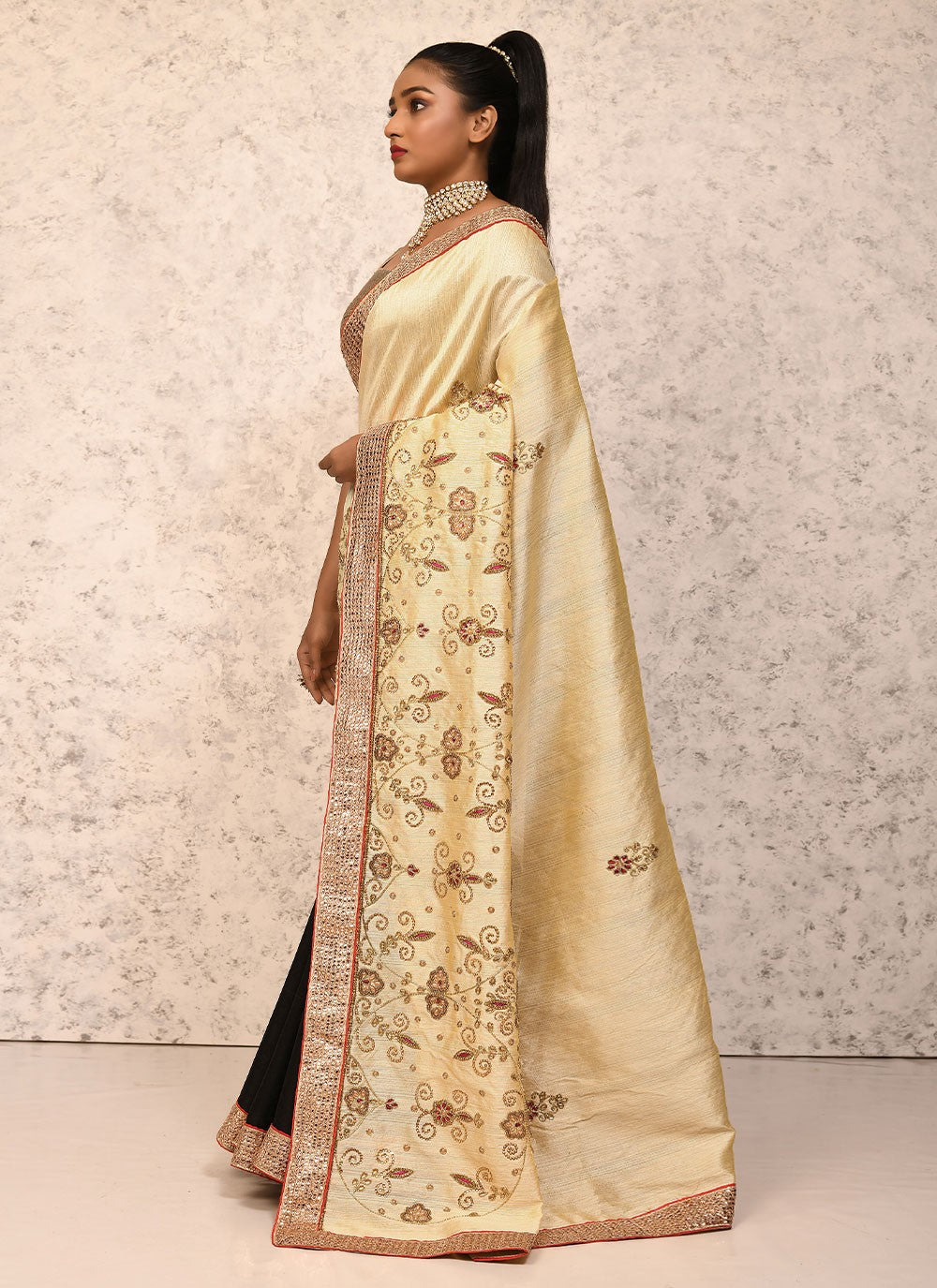 Traditional Embroidered Silk Saree - S1557