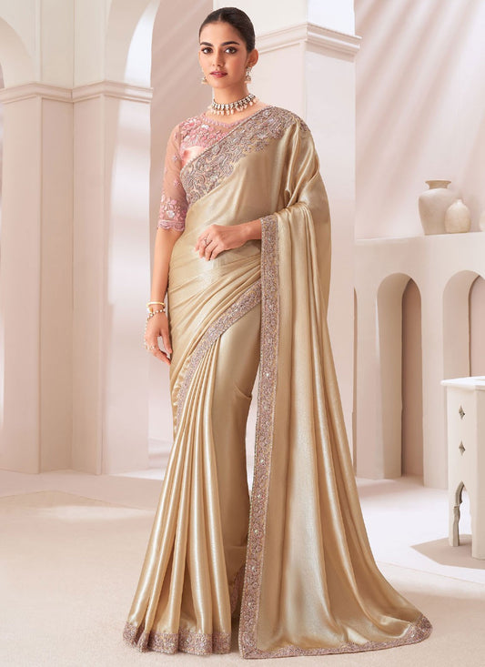 Classic Border Work Chiffon Satin Saree - S10557