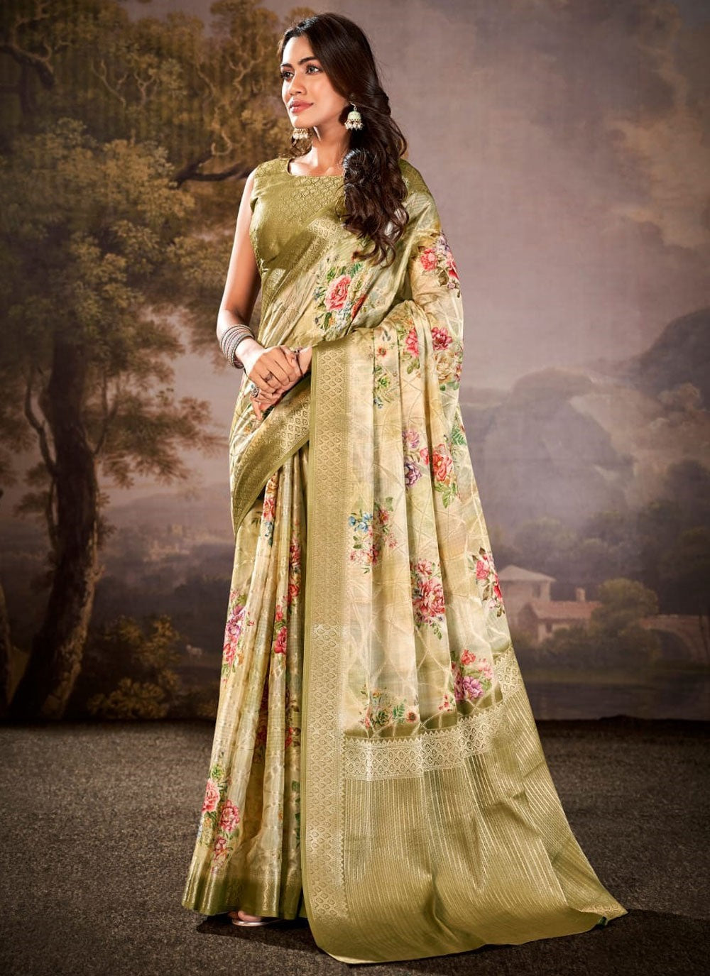 Classic Printed Cotton Silk Saree - S9313