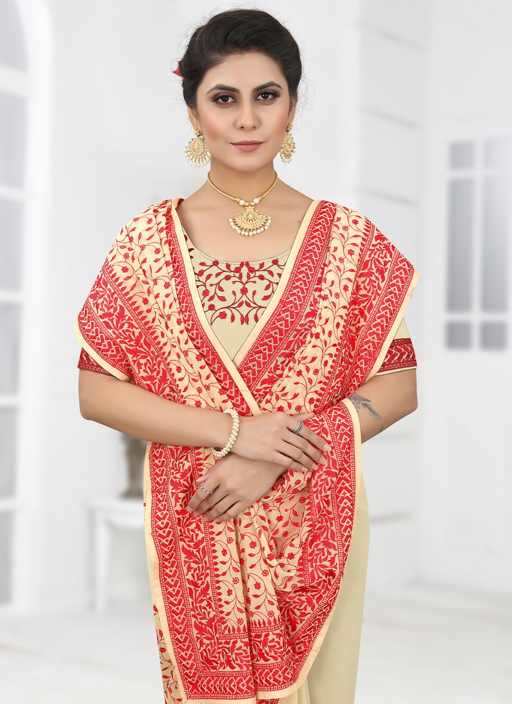 Classic Embroidered Georgette Saree - S1664