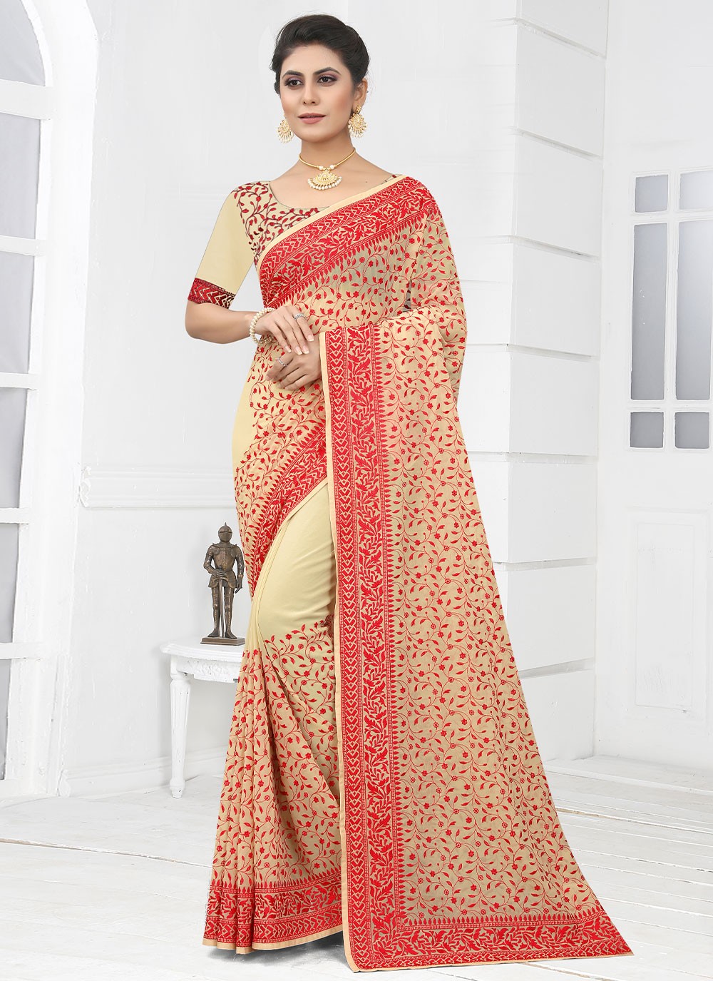 Classic Embroidered Georgette Saree - S1664