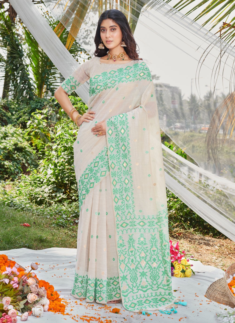 Designer Thread Cotton Saree - S5953