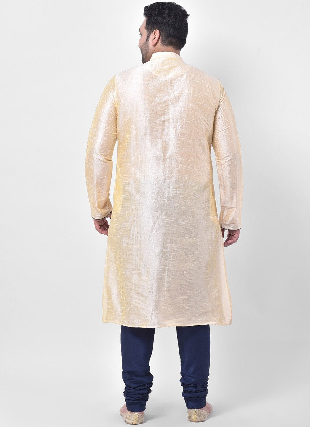 Plain Dupion Silk Cream Kurta Pyjama - M2659