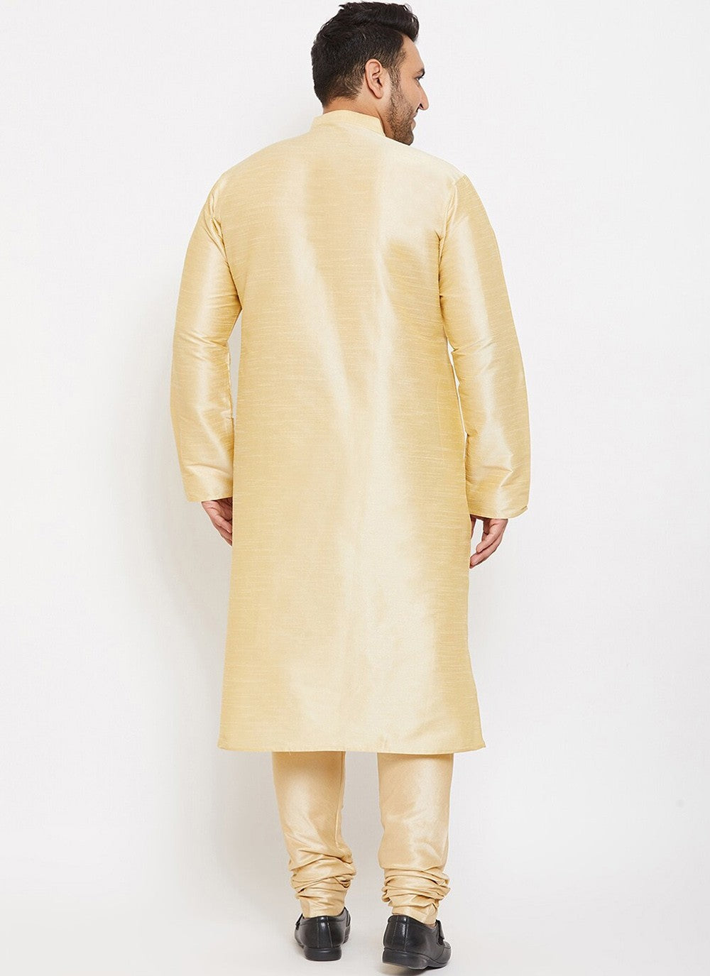 Plain Dupion Silk Cream Kurta Pyjama - M2622