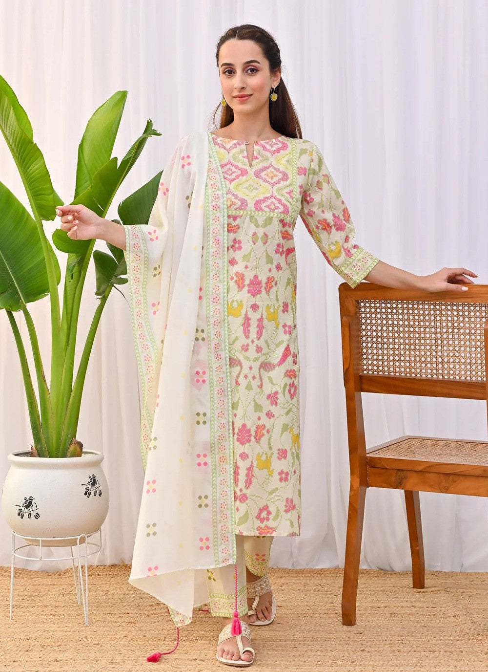 Embroidered Rayon Pant Style Suit - T4796